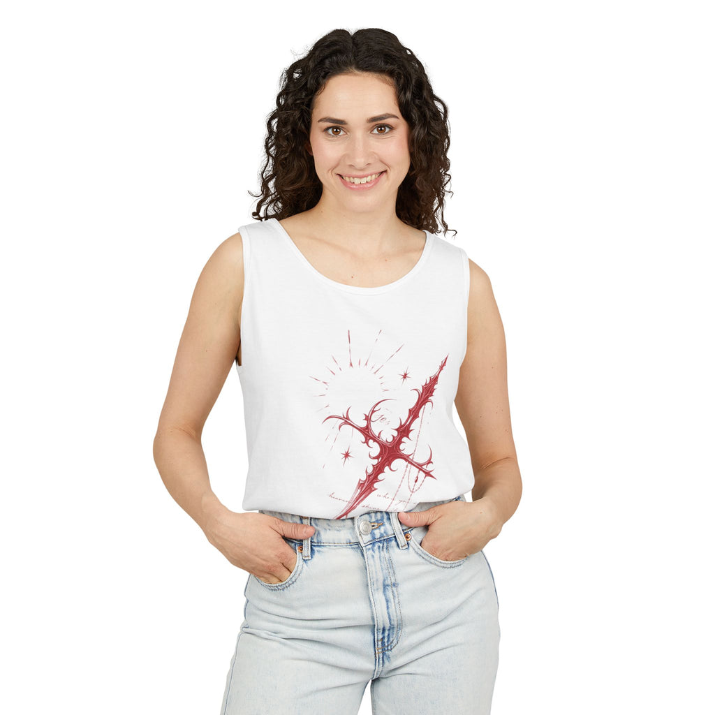 Camiseta sin mangas unisex teñida en prenda 