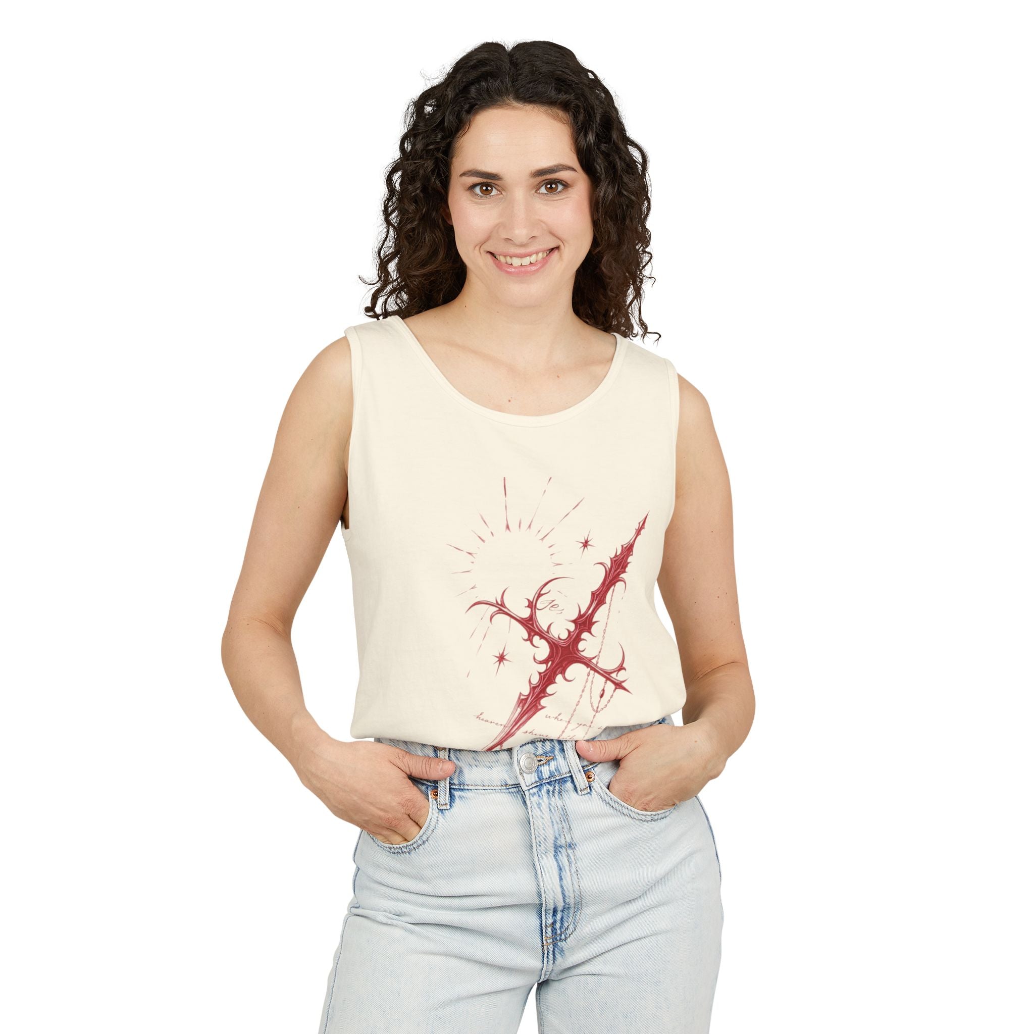 Camiseta sin mangas unisex teñida en prenda 